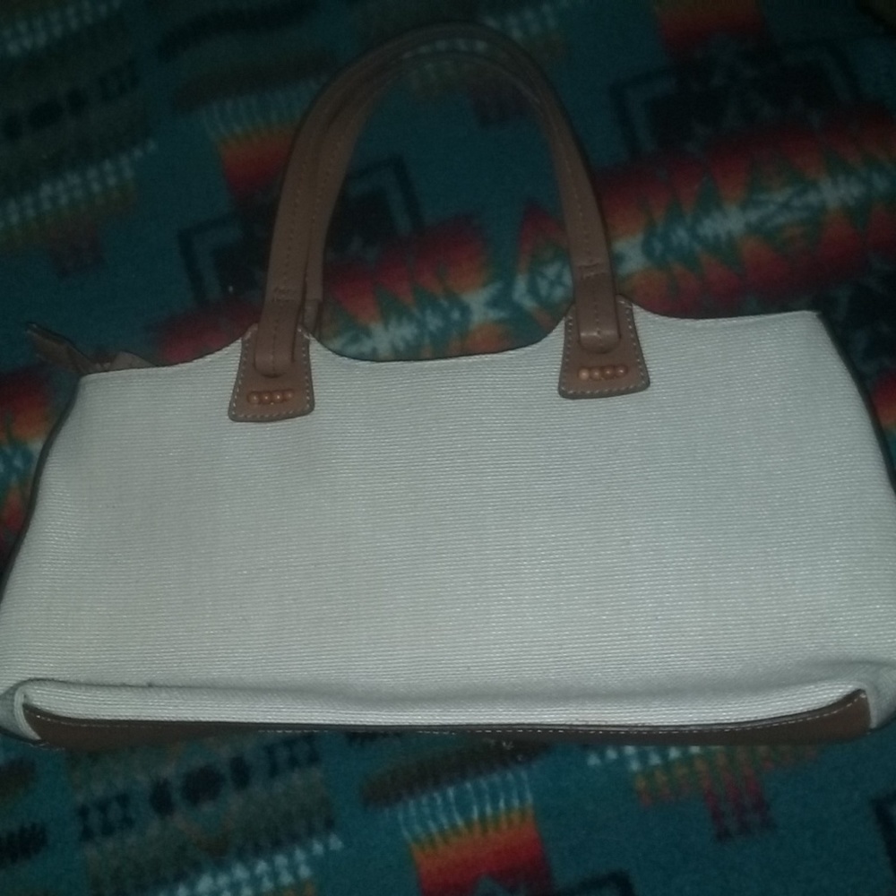 Canvas and leather accent purse